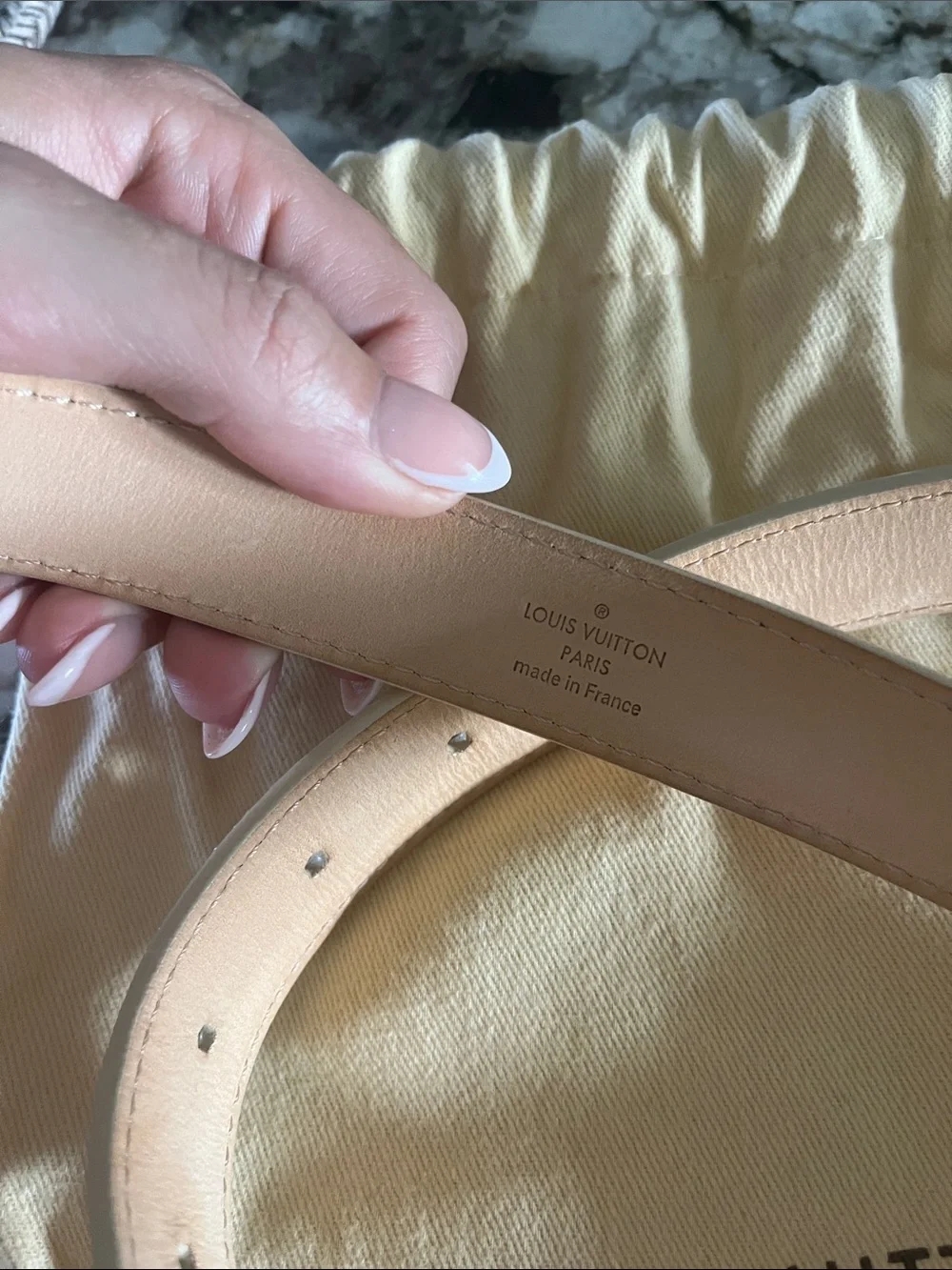 Louis Vuitton Damier Azur Canvas Belt with Gold Buckle